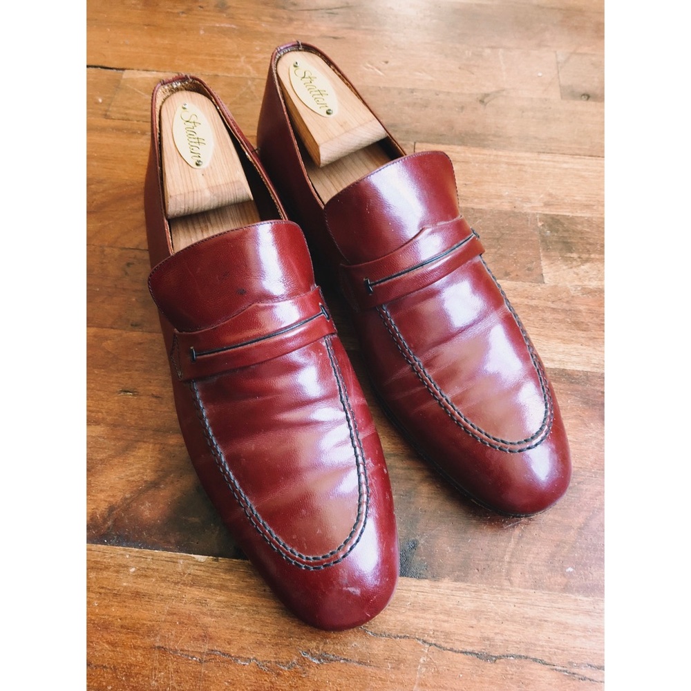 Bally burgundy leather Astor loafer shoes mens 7